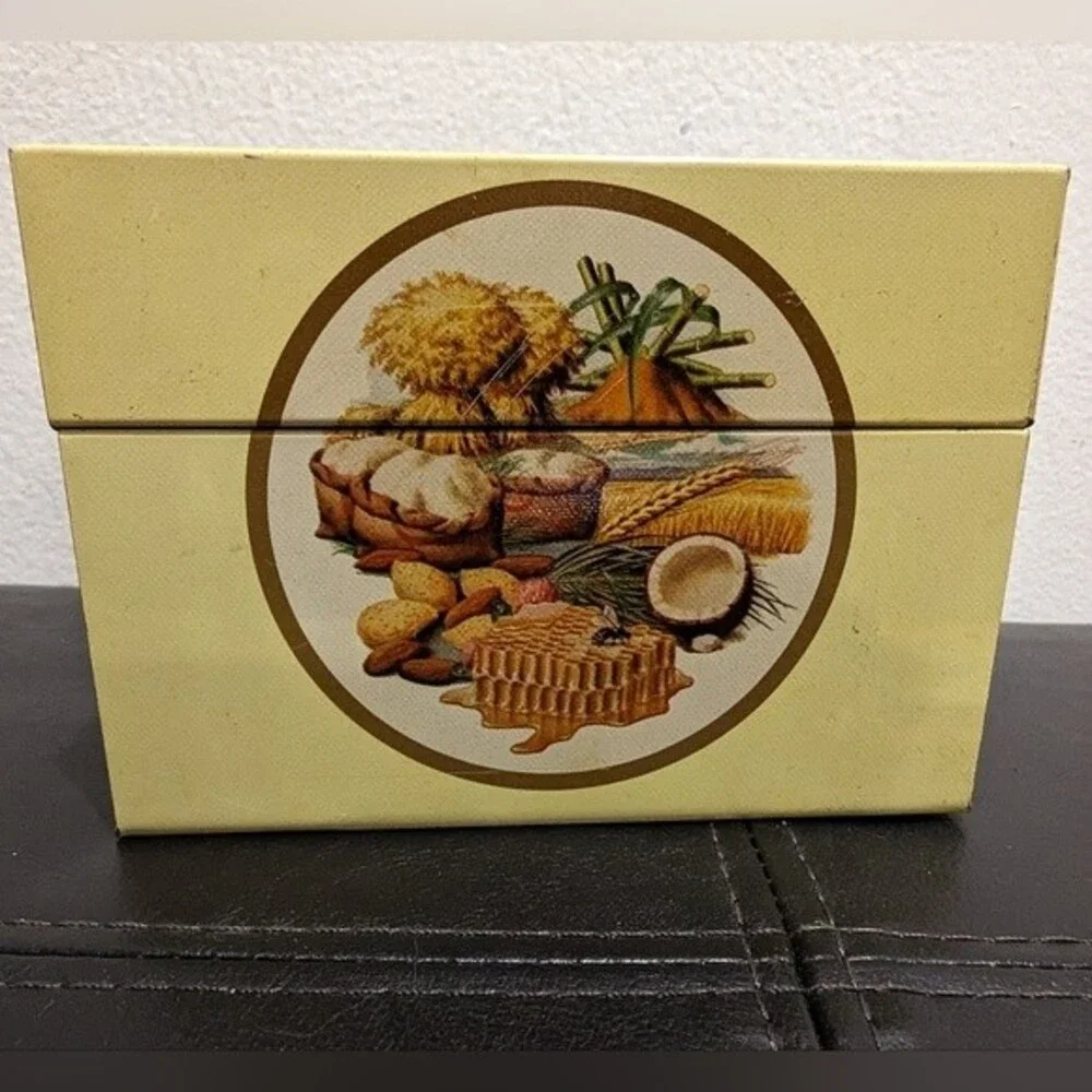 Vintage C.W. Post Cereal Recipe Card Box Tin Metal Advertising Kitchen Decor